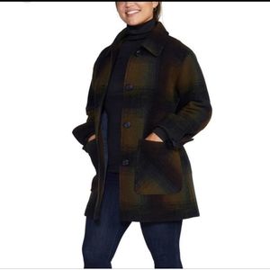 Pendleton Ladies' Wool Topper Coat in Green Plaid NWT